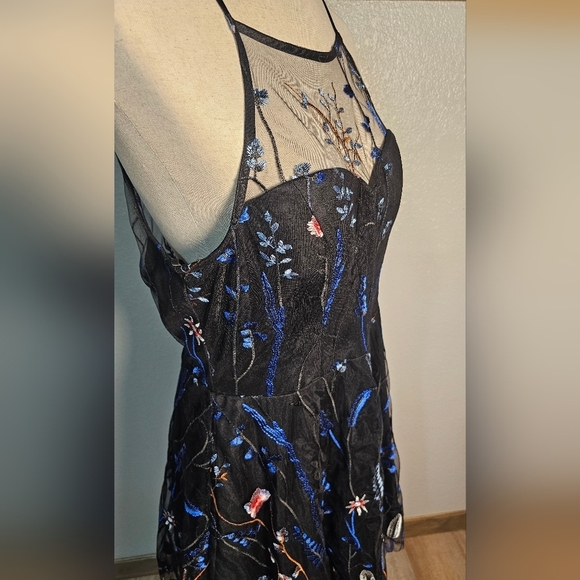 Floral Embroidered Black Dress By My Michelle. Black Fully Embroidered - Picture 5 of 14